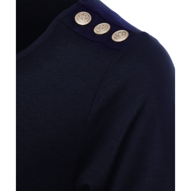 Holland Cooper Long Sleeve Vee Neck Tee - Ink Navy-5